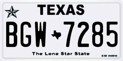 TX license plate BGW7285