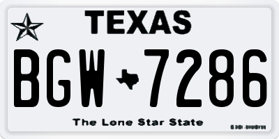 TX license plate BGW7286