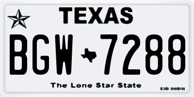 TX license plate BGW7288