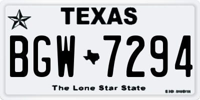 TX license plate BGW7294