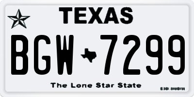 TX license plate BGW7299