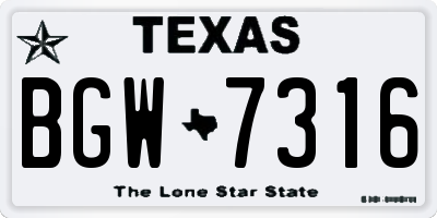 TX license plate BGW7316