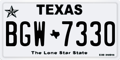 TX license plate BGW7330
