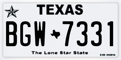 TX license plate BGW7331