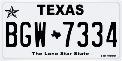 TX license plate BGW7334