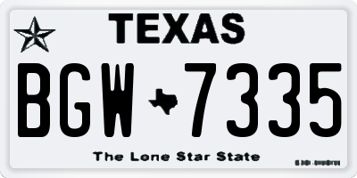 TX license plate BGW7335