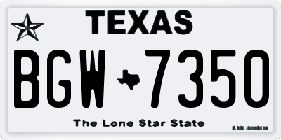 TX license plate BGW7350
