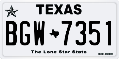 TX license plate BGW7351