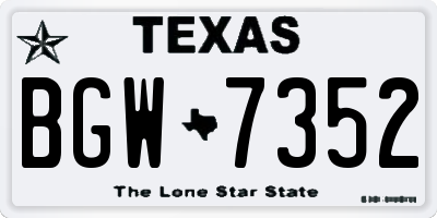 TX license plate BGW7352
