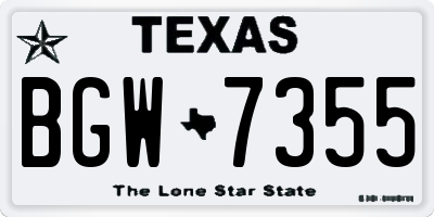 TX license plate BGW7355