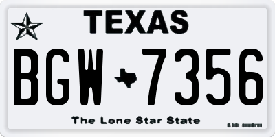 TX license plate BGW7356