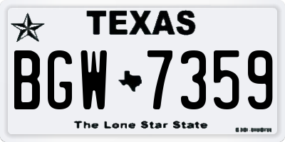 TX license plate BGW7359