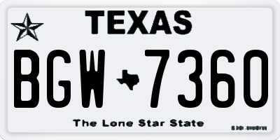TX license plate BGW7360