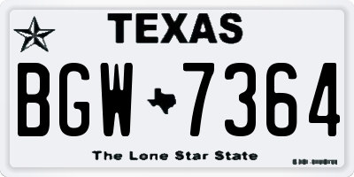TX license plate BGW7364