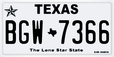 TX license plate BGW7366