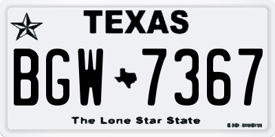 TX license plate BGW7367