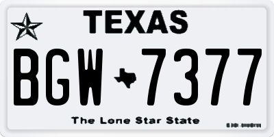 TX license plate BGW7377