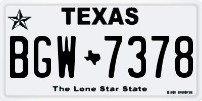 TX license plate BGW7378