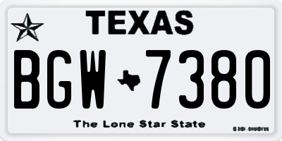 TX license plate BGW7380