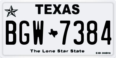 TX license plate BGW7384
