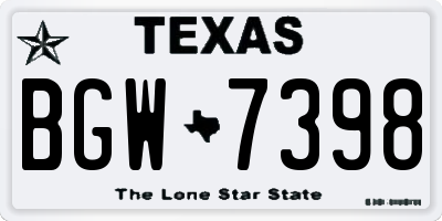 TX license plate BGW7398