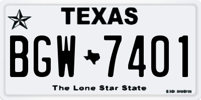 TX license plate BGW7401
