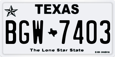 TX license plate BGW7403