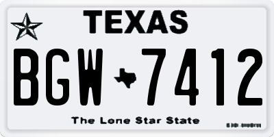 TX license plate BGW7412
