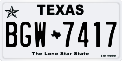 TX license plate BGW7417