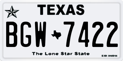 TX license plate BGW7422