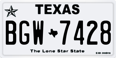 TX license plate BGW7428