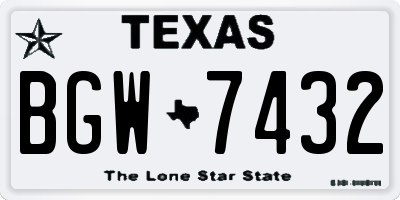 TX license plate BGW7432