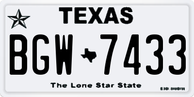 TX license plate BGW7433