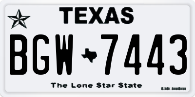 TX license plate BGW7443