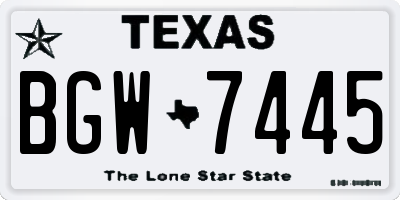 TX license plate BGW7445