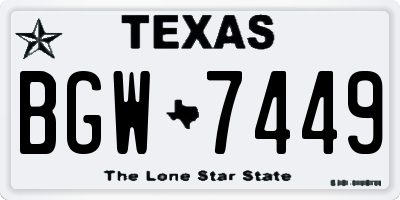 TX license plate BGW7449