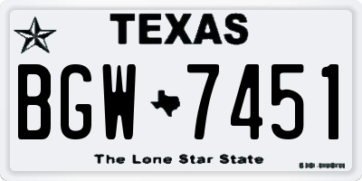 TX license plate BGW7451