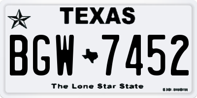 TX license plate BGW7452