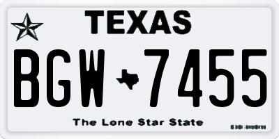 TX license plate BGW7455