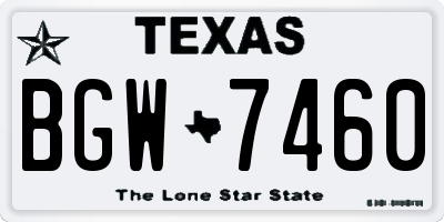 TX license plate BGW7460