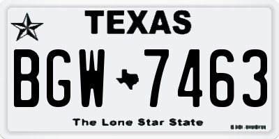 TX license plate BGW7463