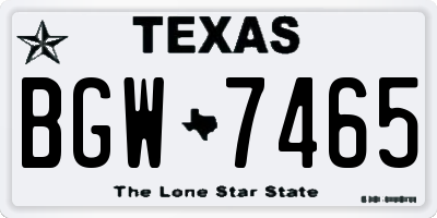 TX license plate BGW7465
