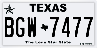 TX license plate BGW7477