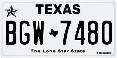 TX license plate BGW7480