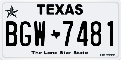 TX license plate BGW7481
