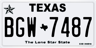 TX license plate BGW7487