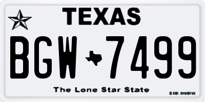 TX license plate BGW7499
