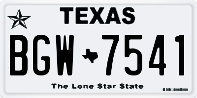 TX license plate BGW7541