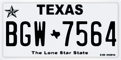 TX license plate BGW7564