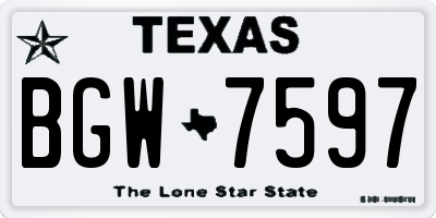 TX license plate BGW7597